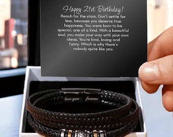 21st Birthday Gift for Him, 21st Birthday Bracelet, Jewelry for 21st Birthday, For Son, Grandson, Nephew, Godson, 21st Birthday For Boy, Man