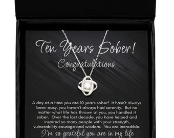10 Years Sober Necklace, Sober 10 Year Gift, Ten Years Sobriety Gift, Alcoholics Anonymous 10 Years, AA 10 Year Gift, 10 Yr Recovery Present