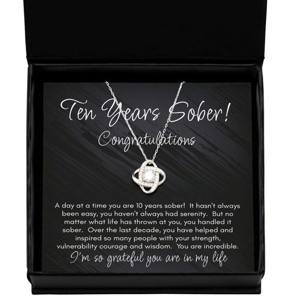 10 Years Sober Necklace, Sober 10 Year Gift, Ten Years Sobriety Gift, Alcoholics Anonymous 10 Years, AA 10 Year Gift, 10 Yr Recovery Present