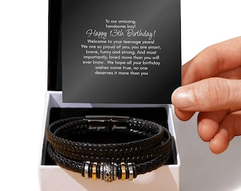 13e verjaardagscadeau voor zoon, kleinzoon 13e verjaardagscadeau, gelukkige 13e verjaardag armband voor jongen, 13e verjaardag jongens sieraden, cadeau voor tiener