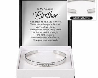 Personalized Engraved Cuff Bracelet for Brother, Gift from Sister or Brother.  Your Words, 2 Colors