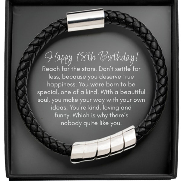 18th Birthday Gift, Bracelet for Him, Son, Grandson, Nephew, Godson 18th Birthday, Gift Ideas for 18th, Teen Boy Gifts, Happy 18th Gift Idea