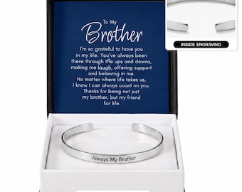 Personalized Engraved Brother Cuff Bracelet, Gift for Big or Little Brother.  Your Words, 2 Colors.