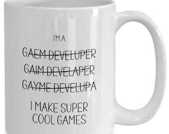 I'm A Game Developer Gift, Funny App Dev Coffee Mug, Gift for Dad, Coworker Present, IT Worker Gifts, New Job Gift, Birthday, Christmas