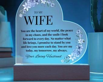 Husband-to-Wife Acrylic Love Note, Wife Ornament Gift, Night Light, From Husband, Light Up Plaque For Wife, Birthday, Anniversary, Christmas