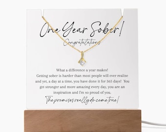 Presente de 1 ano de sobriedade, colar de 1 ano de sobriedade, AA 1 ano de sobriedade, placa de acrílico, parabéns por um ano de sobriedade, 1 ano de recuperação