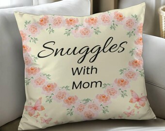 Almohada "Abrazos con Mamá", Lindo regalo para el Día de la Madre, Adorable cojín para mamá, Almohada acogedora para abrazar, Regalo sentimental para mamá, De parte de los niños