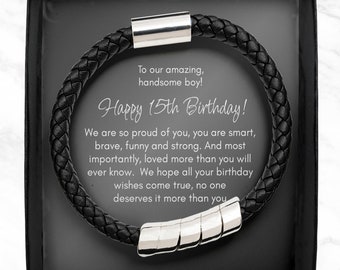 15th Birthday Gift for Boy, Bracelet for Fifteenth Birthday, 15th Birthday Gift for Son, Grandson, Nephew, Godson, Happy 15th Bday for Him
