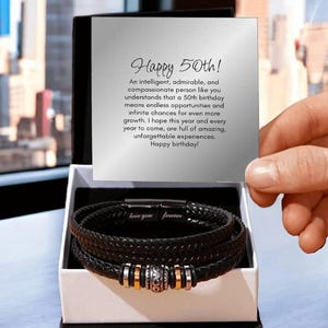 Happy 50th Birthday Gift For Him, Mens Bracelet, 50th Birthday, 50th Gift For Friend, Brother, Dad, Husband, Grandad, Happy 50th Present