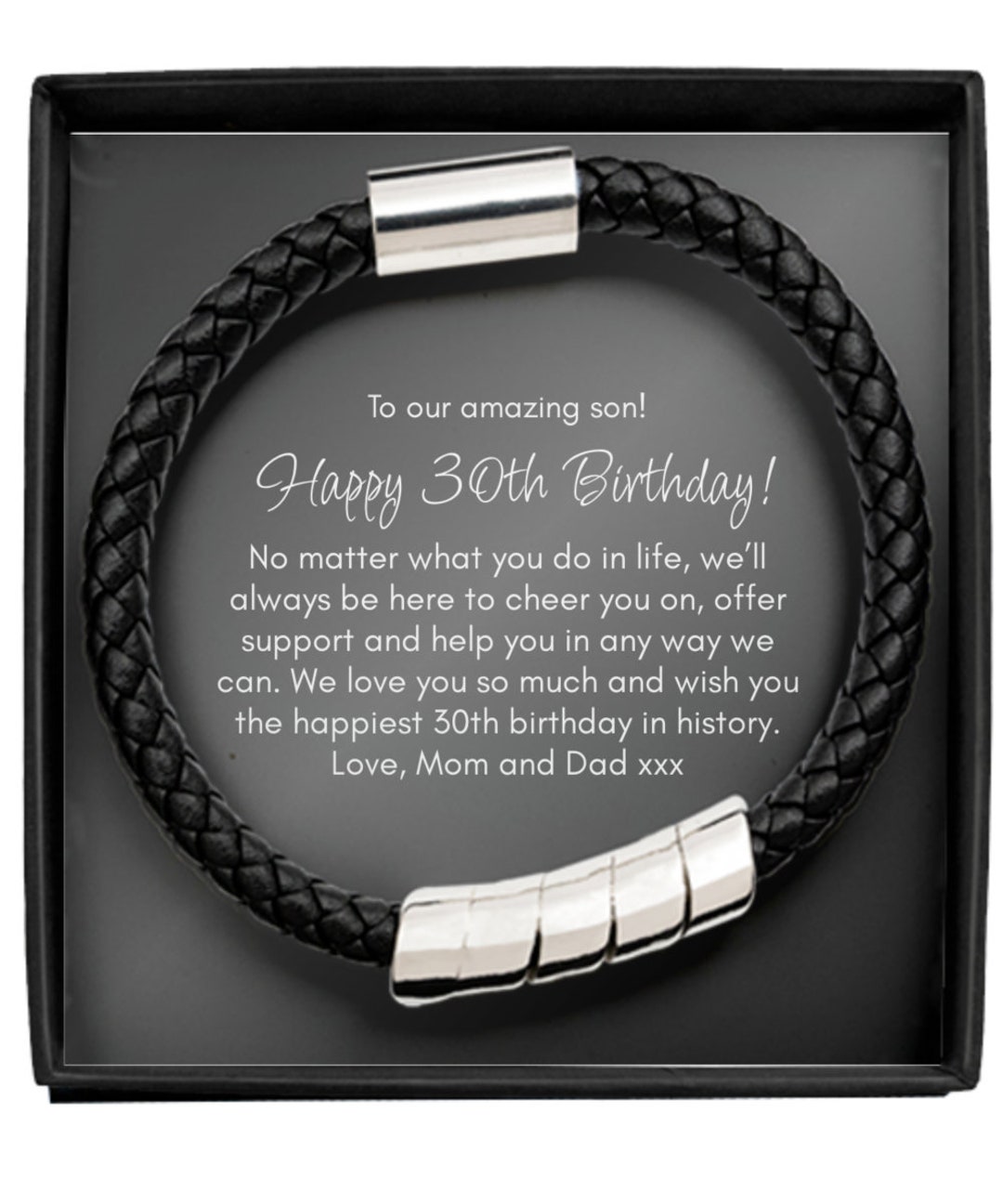 30th Birthday Gift for Son, Bracelet for Son, From Mom and Dad, Thirtieth Present for Him, 30th