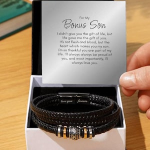 Bonus Son Bracelet, Gift for Bonus Son, From Step Mom, Step Son Christmas, Birthday, Graduation Gifts, Bonus Son Jewelry, For My Bonus Son