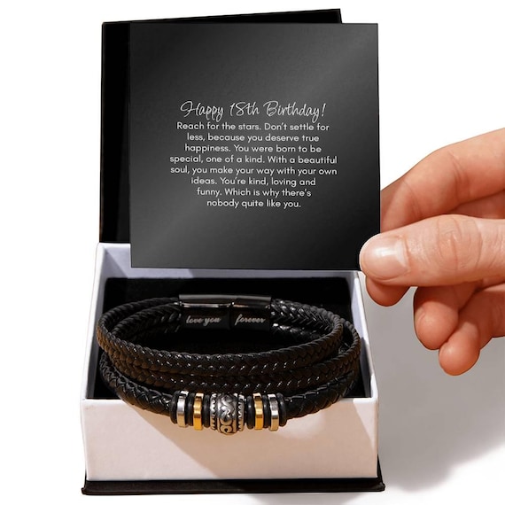USANGERS Men's Gemstone Bracelet – Stretch Black Onyx & Hematite Beads, Gift Boxed For Uncle, Husband, Dad, Brother - View #6