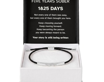 5 Year Sobriety Bracelet, Personalized Recovery Bracelet, 5 Years Sober Gift, Custom Engraved Bracelet, Sobriety Anniversary Gift