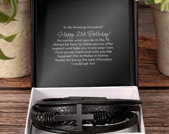 孫への21歳の誕生日プレゼント、21歳の誕生日ブレスレット、孫へのジュエリー、21歳の孫おめでとう、彼への21歳の誕生日プレゼント、21歳の誕生日