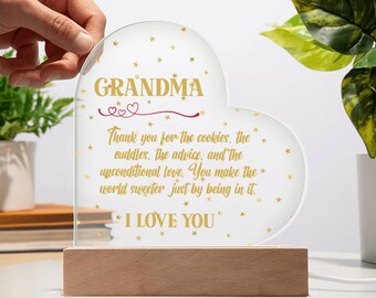 Cookies, Cuddles & Love Grandma Appreciation Plaque, Light Up Grandma Night Light, Mothers Day Gift, From Grandkids, Sentimental Sign