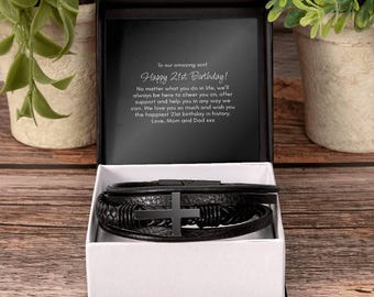 21. Geburtstagsgeschenk für den Sohn, alles Gute zum 21. Geburtstag, Armband für ihn, 21. Geburtstagsschmuck, von Mama und Papa, 21 Bday Geschenk für Sohn, Bester Sohn