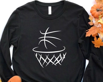 Basketball Long Sleeve Shirt, Basketball Hoops, Basketball Ball Long Sleeve Shirt, Basketball Gifts, Sports Shirt, Gift For Basketball Lover