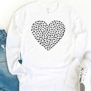 Heart Cats Long Sleeve Shirt, Lots Of Cats Shirt, Cat Lover Shirt, Cat Silhouette Shirt, Cat Lover Gift, Animal Lover Shirt, Pet Lover Shirt bild 1
