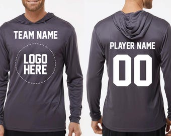 Long Sleeve Hoodie: Custom Name, Moisture-Wicking - UPF 50+ Fabric