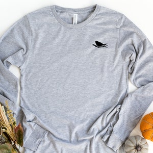 Birds On A Branch Long Sleeve Pocket T-Shirt, Bird On A Branch Sweatshirt, Bird Pocket Shirt, Bird Lover Gift, Bird Tee, Nature Shirt image 6