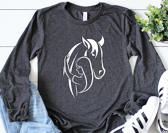 Horse Girl Long Sleeve Shirt,   Horse Lover Shirt, Horse Lover Gift,   Horse Long Sleeve, Glitter Horse Shirt, Equestrian Shirt, Horse Girl