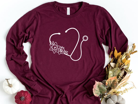 Stethoscope School Nurse Heart T-Shirt Flower Nurses Gifts Stethoscope School Nurse Heart T-Shirt Flower Nurses Gifts