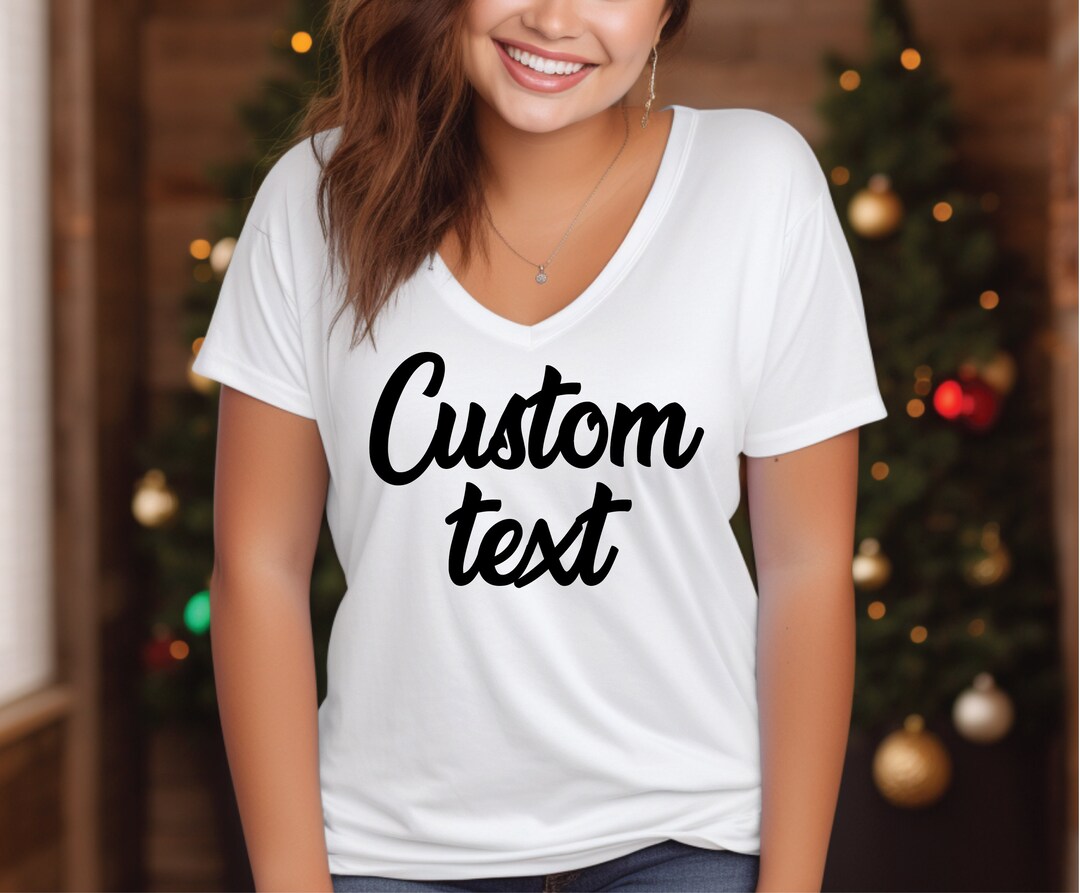 Custom V-neck Shirt - Personalized Comfort Fit Tee, Choose Your Design ...