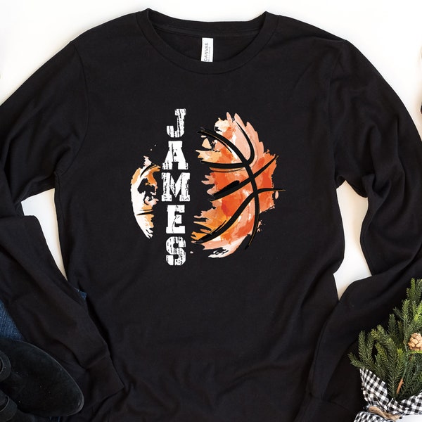 Custom Basketball Long Sleeve Shirt, Game Day Shirt, Basketball Lover Gift, Personalized Basketball Shirt, Basketball Season T-Shirt