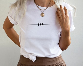Birds On Wire Shirt, Bird Lover Gift, Birdwatcher Shirt, Animal Lover Shirt, Bird Shirt, Bird Lover Shirt, Women Bird Shirt