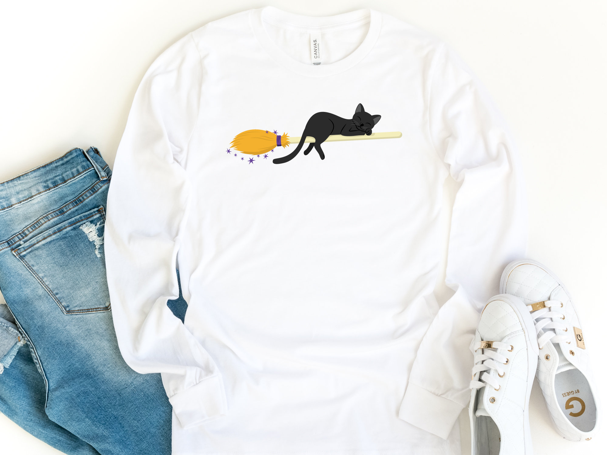 Black Cat Long Sleeve Shirt Sleepy Cat Shirt Lazy Cat Shirt Etsy