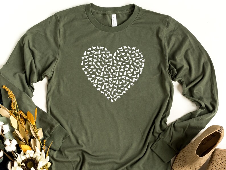 Heart Cats Long Sleeve Shirt, Lots Of Cats Shirt, Cat Lover Shirt, Cat Silhouette Shirt, Cat Lover Gift, Animal Lover Shirt, Pet Lover Shirt bild 6