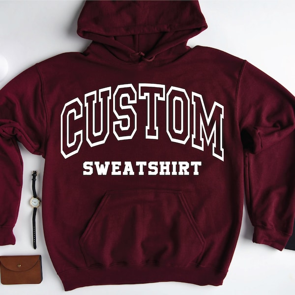 Personalized Hoodie, Custom Text On Sweater, Retro Sweatshirt, Custom College Letters Hoodie, Custom Quote, University College, Oversized