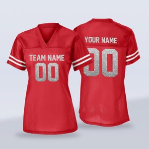 Glitter Text Personalized Football Jersey – Custom Name & Number Shirt – Sparkly Game Day Team Shirt – Custom Sports Fan Gift