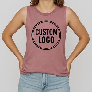 Custom Sleeveless Shirt, Personalized Women&#39;s Muscle Tank, Your Design Muscle Tank, Personalized Text On Shirt, Your Logo Shirt