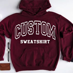 Custom Varsity Hoodie: Personalized College Text and School Spirit Sweatshirt