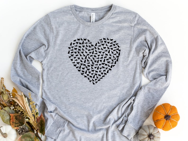 Heart Cats Long Sleeve Shirt, Lots Of Cats Shirt, Cat Lover Shirt, Cat Silhouette Shirt, Cat Lover Gift, Animal Lover Shirt, Pet Lover Shirt bild 3