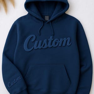 Sudadera personalizada con estampado abullonado: sudadera con texto en relieve, moderna sudadera con letras en relieve y cuello redondo con nombre en texto 3D.