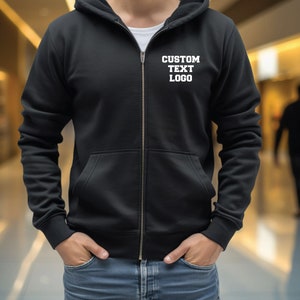 Team Logo Full Zip Hoodie, Personalized Zip Up Hoodie, Custom Zip Up Hoodie, Custom Logo Hoodie, Personalized Sweatshirt, Your Text Hoodie