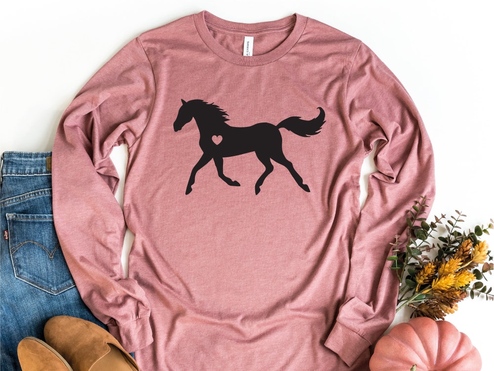 Glitter Horse, Cowgirl, Girls Horse, Horse Lover Gift, Gift For Horse Owner, Horse Trainer Gift, Riding Tee,Horse Long Sleeve Shirt Alwasky