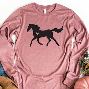 Horse Long Sleeve Shirt, Glitter Horse, Girls Horse, Gift For Horse Owner, Horse Trainer Gift, Horse Lover Gift, Cowgirl, Riding Tee