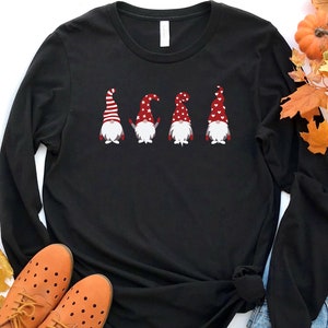 Merry Christmas Long Sleeve Shirt, Christmas Gnome Shirt, Heart Gnome Hat Shirt, Santa Gnomes Shirt, Starry Gnome Hat Shirt, Christmas Gift
