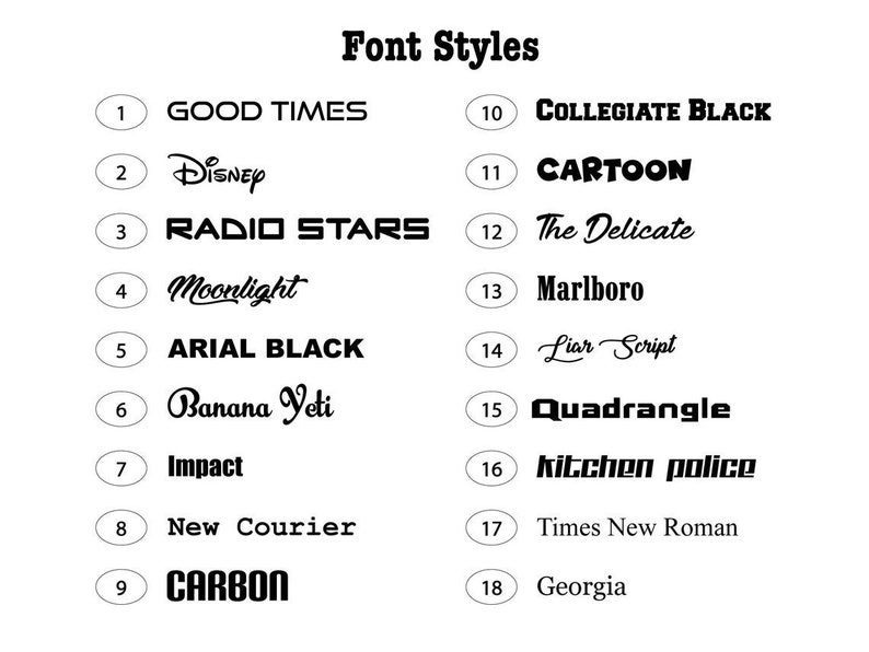 the font styles for font styles