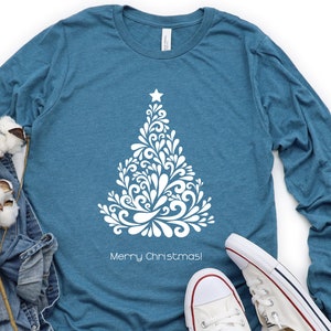 Christmas Tree Long Sleeve Shirt, Christmas Shirt, Merry Christmas, Christmas Tee Christmas Gift, Cute Christmas Shirt