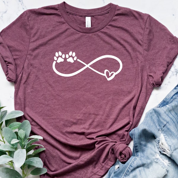 Infinity Paw Shirt, Infinity Shirt, Infinity Heart Shirt, Dog Paws Shirt, Dog Lover Shirt, Animal Lover Shirt, Pet Lover Shirt