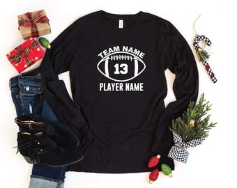 Custom Football Long Sleeve Shirt, Personalized Football Shirt, football outfit, Sports Shirt, Game Day Shirt for  , Football Lover Gift