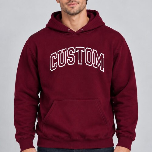 Varsity Hoodie, Personalized College Text | Unisex S-XL, Retro Lettering