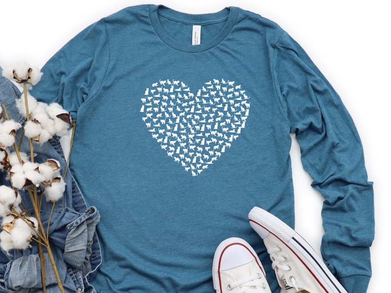 Heart Cats Long Sleeve Shirt, Lots Of Cats Shirt, Cat Lover Shirt, Cat Silhouette Shirt, Cat Lover Gift, Animal Lover Shirt, Pet Lover Shirt bild 4