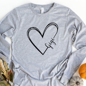 Gigi Long Sleeve Shirt, Grandma Shirts, Gigi Heart Shirt, Gigi Gift Shirt, Gift For Grandma, Gigi Valentine shirt, Shirt for Grandma