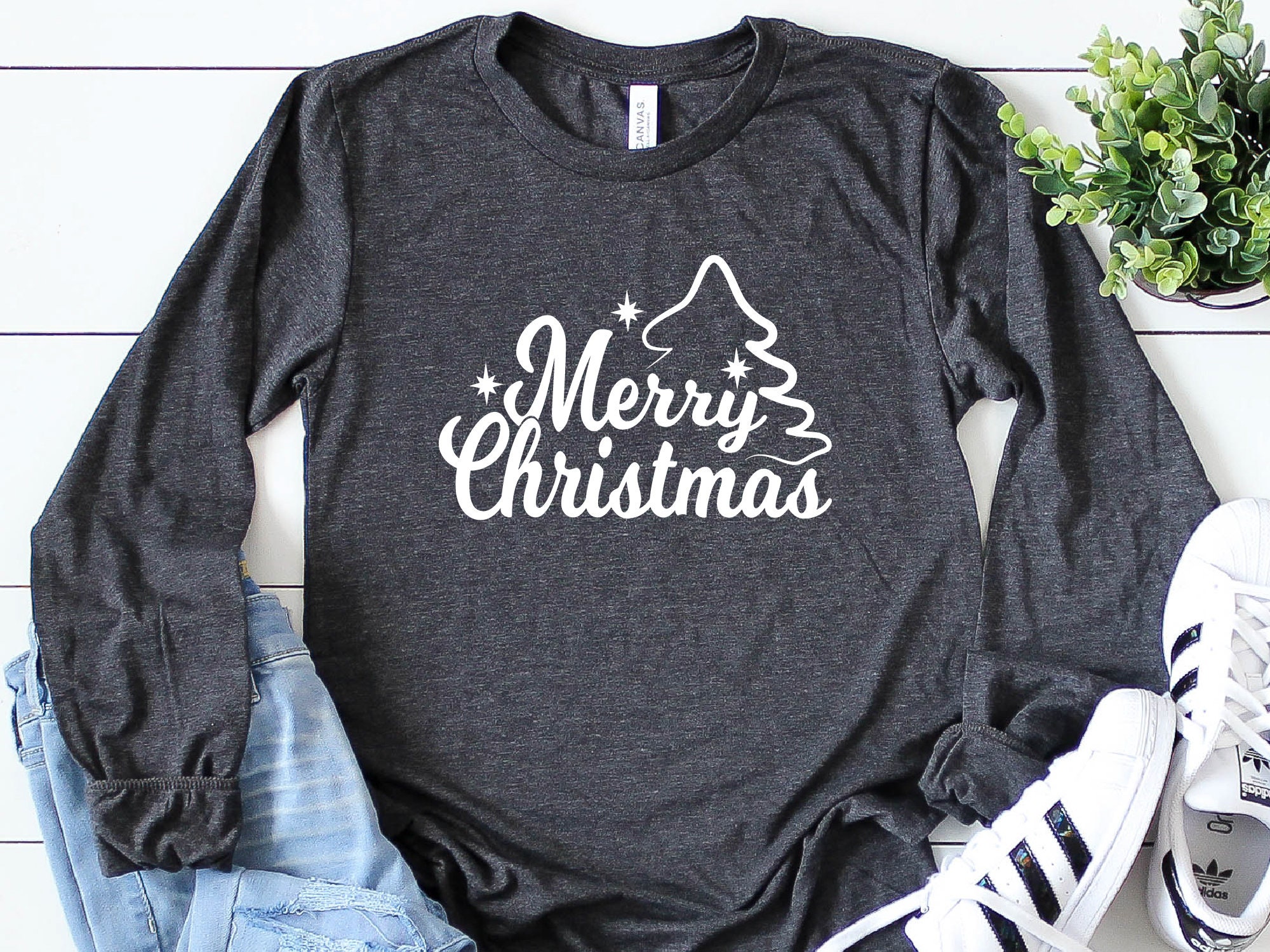 Merry Christmas Long Sleeve Shirt, Christmas Gift, Merry Christmas Tee ...