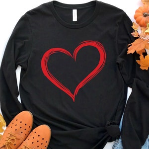 Heart Long Sleeve Shirt, Gift For Valentine's Day, Red Heart Tee, Happy Valentine's Day Shirt, Love Shirt, Valentines Day Gift